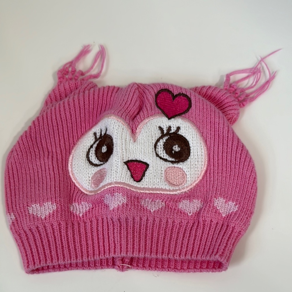Little me pink owl hat size 0-12 months